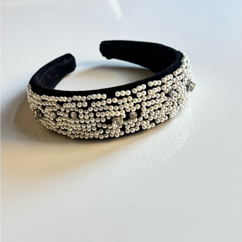 Zara Black and White Beaded Hairband